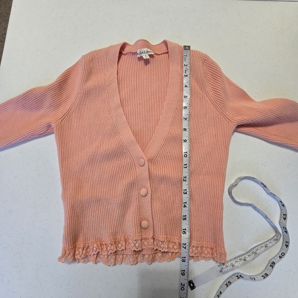 For Love And Lemons Nina Cardigan Peach Pink Women's Medium Lace - Picture 8 of 12